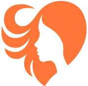 Icon of woman's hair in the shape of a heart